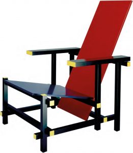 silla rojo azul